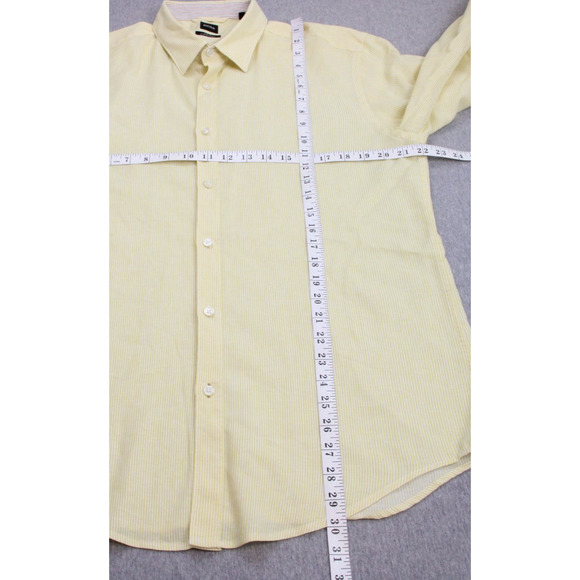 Hugo Boss Shirt Men's XL Yellow Stretch Striped Slim Fit Long Sleeve Button-Up - Picture 8 of 9